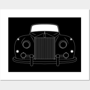 Rolls Royce Ghost Vintage White Outline Posters and Art